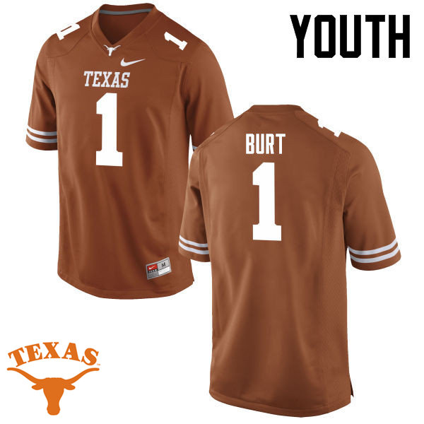 Youth #1 John Burt Texas Longhorns College Football Jerseys-Tex Orange